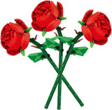 3 Pack Flower Building Kits 231 Pcs Red Rose Flower Building Block Toy Gift Model