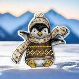 DIY Cross-stitch embroidery kit on a plastic base Festive Penguin Craft gift Model