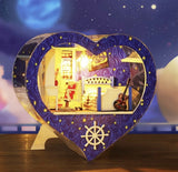 DIY Miniature Dollhouse Kit Star Cabin Heart House LED Light NIB Gift Model
