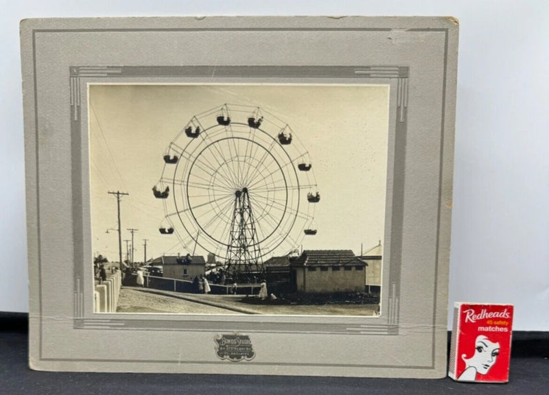1924 BOARD PHOTO FERRIS WHEEL  BUILT WOLFGANG BAUER SEMAPHORE BEACH ADELAIDE SA Model