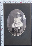 Victorian Board Mounted Antique Photograph - Cute Little Girl Sits Wooden Chair Model