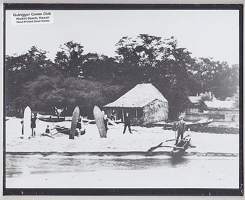 OUTRIGGER CANOE CLUB BEACH WAIKIKI SILVER HALIDE PHOTO ON 8X10" MATT BOARD Model