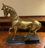 Brass Horse Figurine Sculpture Statue on Black Base Decorative Display Model
