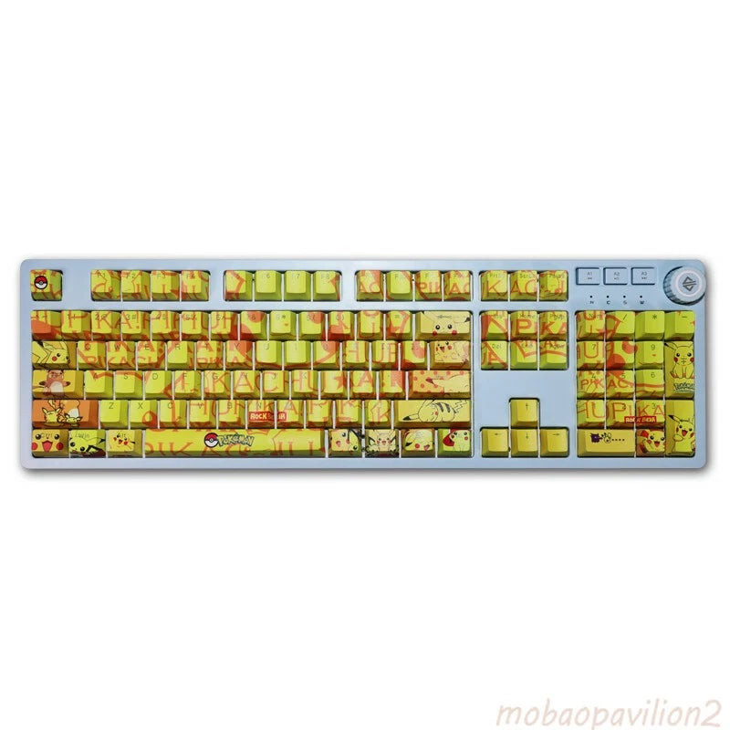 New Anime Pok¨¦mon 108 Keys PBT Light Backlit Keycap Set F/Mechanical Keyboard Model