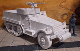 M3 Halftrack .50 BMG American APC WW2 3D Printed White 1/32 Army Man Scale Model