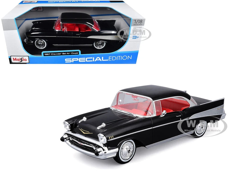 1957 CHEVROLET BEL AIR COUPE BLACK 1/18 DIECAST MODEL CAR BY MAISTO 31477 Model