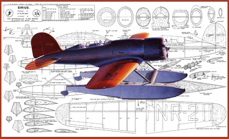 Model Airplane Plans (UC): Lockheed Sirius 1/6 Scale Floatplane (Musciano) Model