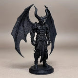 Winged Demon Figurine 3D Printed Black Fantasy Statue Horned Armor Decor 3.86 In Model