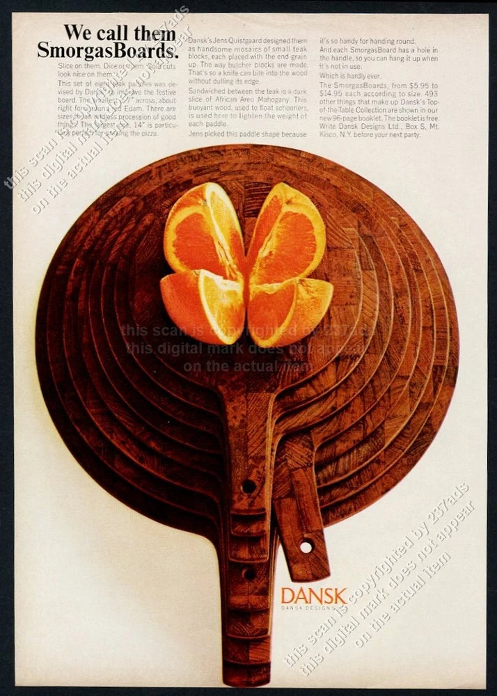 1965 Dansk Designs SmorgasBoards teak Smorgas boards photo vintage print ad Model