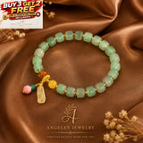 Green Jade Citrine Square Bead Charm Bracelet Dainty Healing Gemstone Jewelry Charms