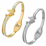 Mens Women Charm Shiny Butterfly Stainless Steel Bracelet Bangle Chain Link Gift Charms