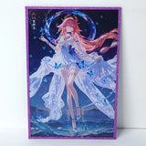 Yae Miko Purple Glitter Water Waifu Card Anime Girl Wall Art Oversized Board A5 Model