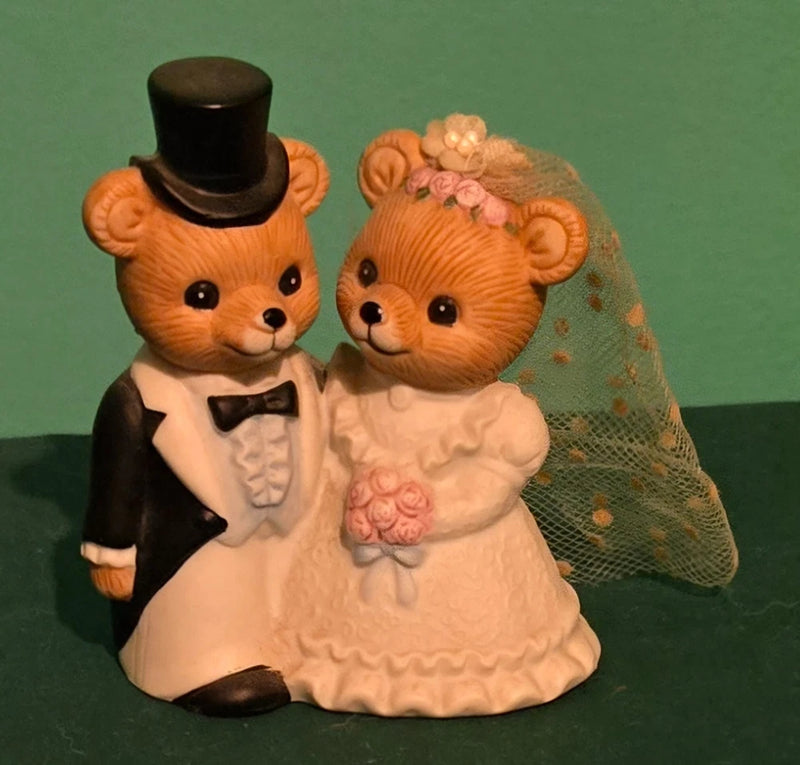 Homco Teddy Bears WEDDING COUPLE Bride & Groom Ceramic Porcelain 3¡± Figurine Model