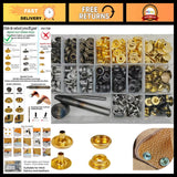Heavy Duty Leather Snaps & Fasteners Kit - 120 Set Brass & Stainless Steel Metal Model