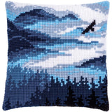 Vervaco stamped cross stitch kit cushion "Blaue Landschaft", 40x40cm, DIY Model