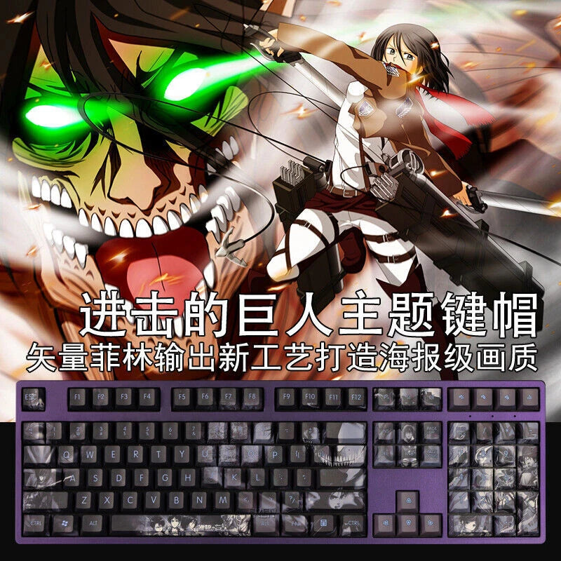 New Attack On Titan 108 Keycaps Anime PBT for Cherry MX Mechanical Keyboard Gift Model