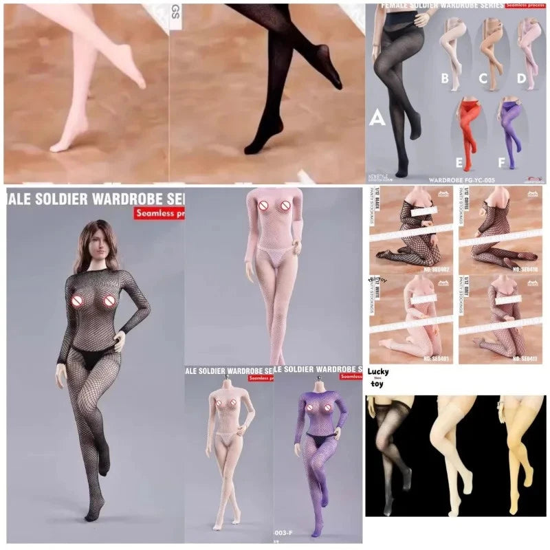 1/6 Soldier Seamless Mesh One-piece Stockings Six-Colours Closet Clothse Model Model