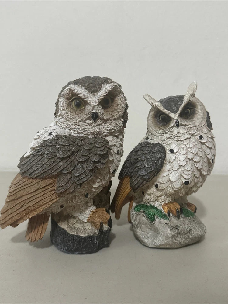 Lot Of 2 Owl Realistic Figures Male And Female Display Animals Model