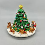 6.25¡± Animated Musical Christmas Tree Figurine Santa Sleigh Circles Tree Model