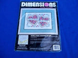 DIMENSIONS  * DOUBLE HEART WEDDING RECORD* CROSS STITCH KIT 1994  NIP # 3991 Model