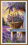 DIY Tinted canvas cross stitch kit "Lavender Dream" Flowers nature Craft Art Model