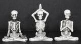 Gothic Meditation Skeleton Figurines Set 3 Resin Yoga Pose Spooky Desk Decor Gif Model