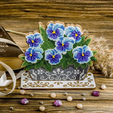 DIY Bead embroidery kit on wood Violet Flowers Craft gift Model