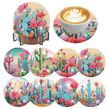 8Pc Diamond Art Coasters Holder Cork Pads Painting 4x4 Inch Model