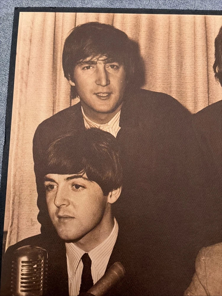 Vtg 1986 Gold Star Gallery The Beatles Sepia Tone Print Hard Backing Board Model