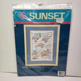Sunset Stamped Cross-Stitch BATHROOM ELEPHANTS 1993 New Sealed Model