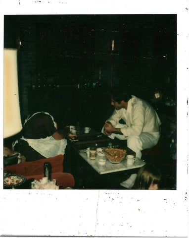 vtg Polaroid instant color photo abstract headless ghostly woman man board game Model