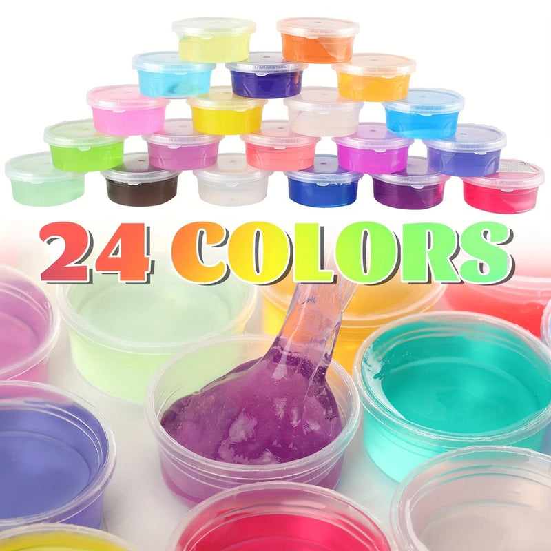 DIY Slime Kit Gift Box 24 Color Cups w/ Fruit Slice Charms Glitter Party Favor Model
