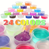 DIY Slime Kit Gift Box 24 Color Cups w/ Fruit Slice Charms Glitter Party Favor Model