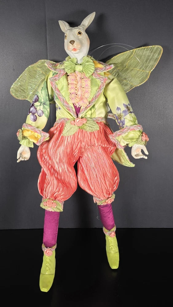 Mark Roberts Bunny Rabbit Fairy 21" Art Doll Floral Wings Spring Easter Decor Model