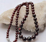 Genuine Natural Brazil Dark Red Garnet Round Gemstone Beads Necklaces 14-36