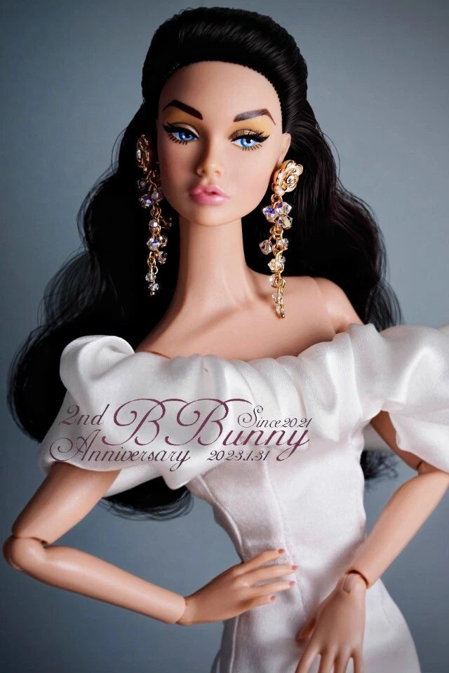 1/6 Simulated Petal Long Tassel Earrings Jewellery Model For 12" Doll Body Model