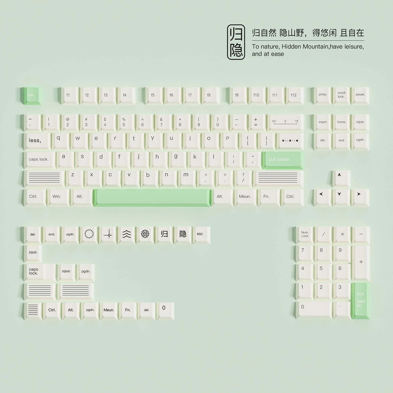 128 Keys Less But Better Minimalist Style PBT Keycap Set Model