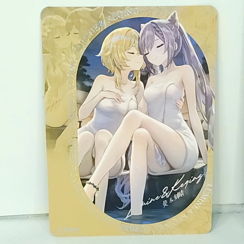 Lumine Keqing Double Sided Premium Waifu Card Anime Wall Art Oversized Board A5 Model
