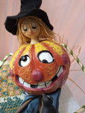 Folk Art Pumpkin Witch Great For Halloween Display Model