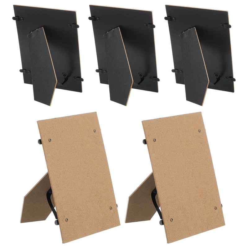 Easel Back Picture Frame Stand Metal Hinges Strap 7" Board 5 Pcs & Black Model