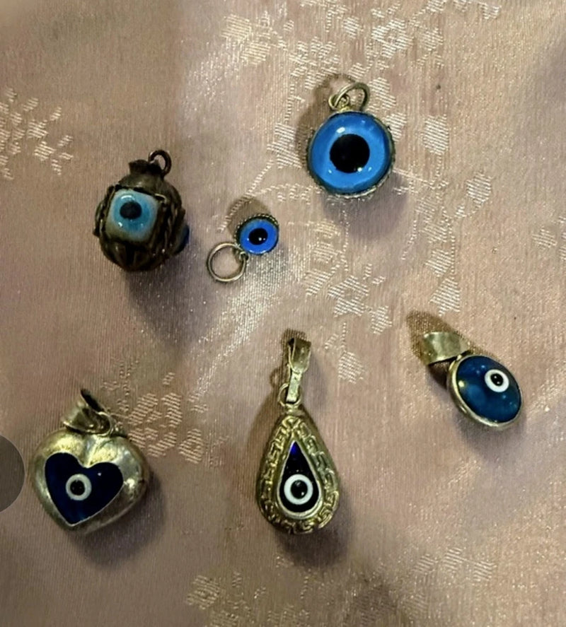 Vintage Silver Evil Eye Charms 6pc Charms