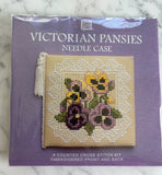 Victorian Pansies Needle Case Counted Cross Stitch Kit Textile Heritage New Model