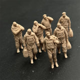 1/48 WWII US Bomber Crew Set 7 Figures Resin Model Kit Unpainted Model