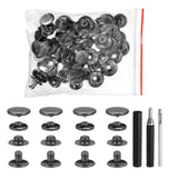25Set Leather Snap Fasteners Kit 15mm Metal Snaps with 3 Setter Tools Gun-Black Model