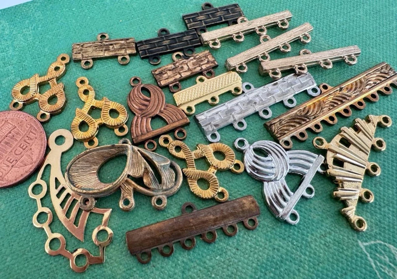 Vintage Sturdy 3 Looped Metal Findings Charms Lot 19 Charms