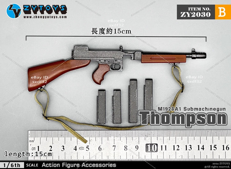 ZYTOYS  ZY2030B 1/6 M1928A1 Thompson Submachinegun Tommy Gun Model for 12"Figure Model