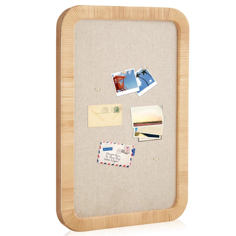 Wonderjune Vintage Framed Pinboard Linen Display Bulletin Board Large Cork Model