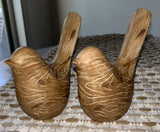 Rustic Farmhouse Distressed Carved-Look Brown Resin Birds (2) Figurine 5.5¡±H Model