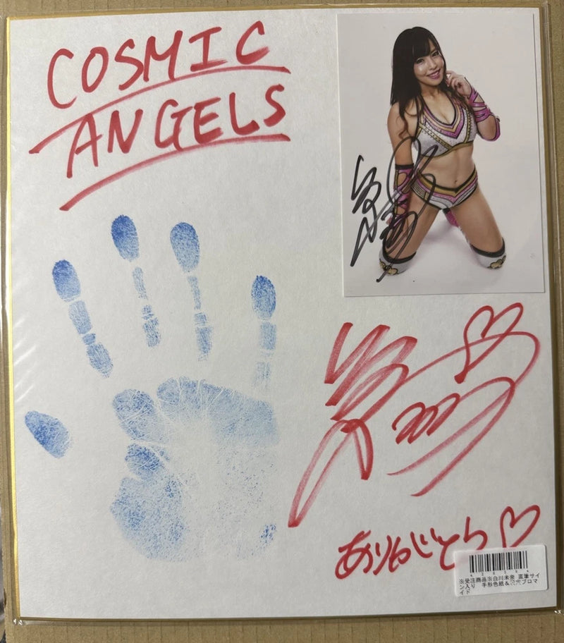 STARDOM Mina Shirakawa Autograph Handprint Photo Sign Board Shikishi AEW NJPW Model