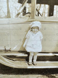 Vintage Photo 1930's Toddler Girl Standing on Running Board of Ford Car Bonnet Model